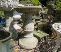 A MODERN STONE GARDEN BIRDBATH, H 57 cm