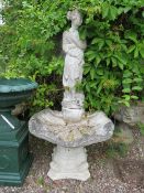 A 20TH CENTURY STONE FIGURATIVE WATER FEATURE, H 147 cm