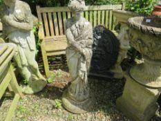 A STONE GARDEN LADY STATUE, H 106 cm
