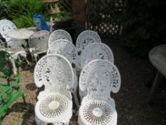A SET OF SIX WHITE CAST GARDEN CHAIRS