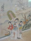 A JAPANESE 20TH CENTURY WATERCOLOUR DEPICTING GEISHA, 35 x 24 cm