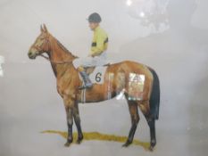 A FRAMED COLOURED PRINT DEPICTING 'ARKLE', 40 x 50 cm