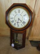 AN ANSONIA 6 DAY DROP DIAL REGULATOR WITH HOUR STRIKING, H 84 cm