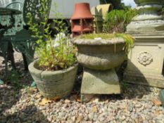 TWO STONE GARDEN URNS (2)