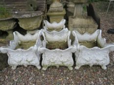 A SET OF FOUR WHITE PAINTED ALLOY SQUARE PLANTERS (4)