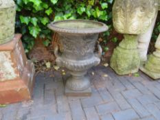 A CAST IRON CAMPANA URN, H 63 cm