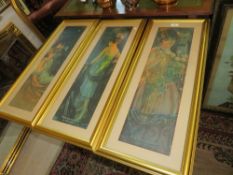 A SET OF THREE MODERN ART NOUVEAU STYLE PRINTS