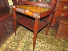 A REPRODUCTION MAHOGANY AND LEATHER TOPPED SIDE TABLE, W 60 cm