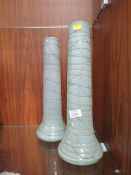 A PAIR OF TALL STUDIO GLASS VASES