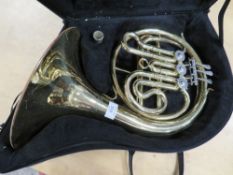 AN ELKHART FRENCH HORN IN FITTED CARRY CASE