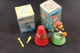 A BOXED ORIGINAL WORLD CUP WILLIE ROLYKINS BY MARX TOGETHER WITH A SIMILAR DR WHO AND THE DALEKS