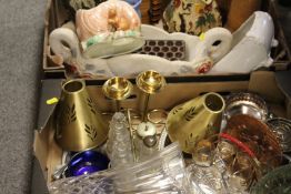 TWO TRAYS OF ASSORTED CERAMICS AND GLASS