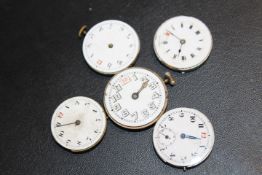 FIVE ANTIQUE WRIST WATCH MOVEMENTS