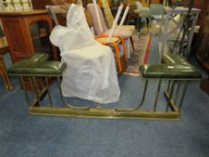 A MODERN LEATHER AND BRASS CLUB FENDER W-145 CM