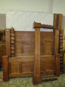 A LARGE MODERN PINE FOUR POSTER BED WITH MATTRESS