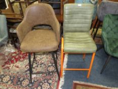 TWO MODERN LEATHER KITCHEN STOOLS