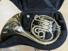 AN ELKHART FRENCH HORN IN FITTED CARRY CASE