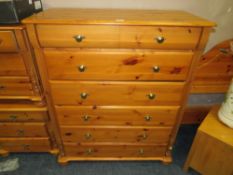 A MODERN HONEY PINE SIX DRAWER CHEST W-100CM A/F