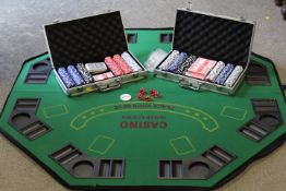 CASED POKER SETS, GAMING TABLE MAT ETC