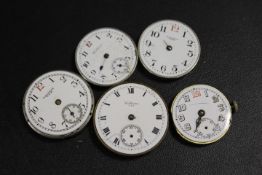 FIVE ANTIQUE WRIST WATCH MOVEMENTS