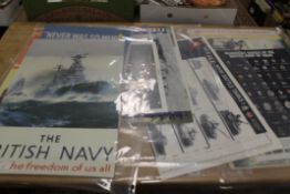 A COLLECTION OF VINTAGE MILITARY RELATED POSTERS TO INCLUDE ROYAL NAVY, SOVIET TANK RECOGNITION ETC