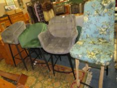 FOUR MODERN ASSORTED UPHOLSTERED KITCHEN STOOLS