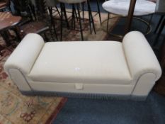 A MODERN UPHOLSTERED WINDOW SEAT W-142 CM