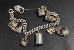 VINTAGE HALLMARKED SILVER CHARM BRACELET - GROSS WEIGHT - 55G