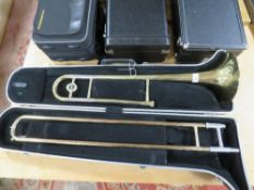 AN 'OLDS' TROMBONE IN FITTED CARRY CASE A/F