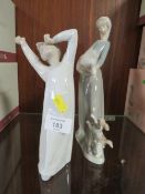 TWO LLADRO FIGURES TO INCLUDE A LADY HOLDING A GOOSE