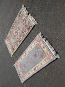TWO SMALL MODERN CHINESE WOOLLEN RUGS (2)