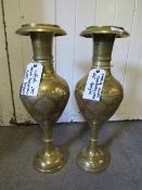A PAIR OF 20TH CENTURY LARGE BRASS EASTERN VASES - APPROX H