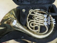 AN ELKHART FRENCH HORN IN FITTED CARRY CASE