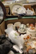 TWO TRAYS OF ASSORTED CERAMICS TO INCLUDE AYNSLEY AND TORQUAY WARE ETC