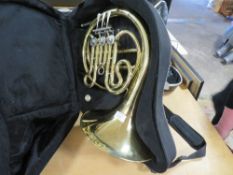 AN ELKHART FRENCH HORN IN FITTED CARRY CASE