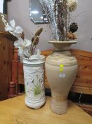 TWO MODERN LARGE VASES AND CONTENTS