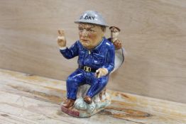 A LIMITED EDITION KEVIN FRANCIS CHARACTER JUG OF WINSTON SPENCER CHURCHILL MODELLED BY ANDY MOSS 190