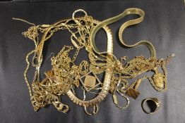 BOX OF YELLOW METAL JEWELLERY