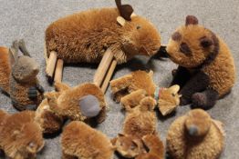 A TRAY OF BRUSHWARE TYPE NOVELTY ANIMALS ETC