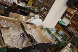 FOUR TRAYS OF ASSORTED GLASS WARE