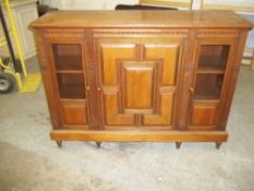A MAHOGANY PARTIALLY GLAZED SIDEBOARD
