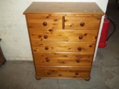 A MODERN PINE CHEST OF 6 DRAWERS 2 OVER 4 DRAWERS