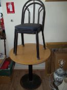 A ROUND CAFE TABLE AND 2 CHAIRS
