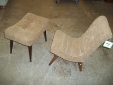 A MEREDEW OCCASIONAL BEDROOM CHAIR AND FOOTSTOOL