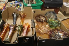 TWO TRAYS OF CARNIVAL GLASS