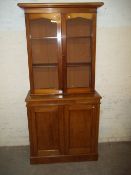 ANTIQUE OAK GLAZED LOCKING BOOKCASE