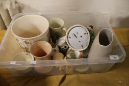 A TRAY OF CERAMCS TO INCLUDE CROWN DEVON