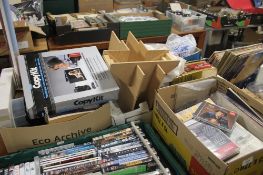 THREE TRAYS OF ASSORTED SUNDRIES DOLLS HOUSE ITEMS, POSTERS, COPY KIT ETC