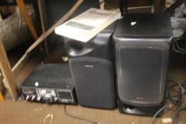 A REALISTIC RADIO RECEIVER WITH A PAIR OF KENWOOD SPEAKERS