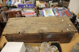 A VINTAGE WOODEN CHEST